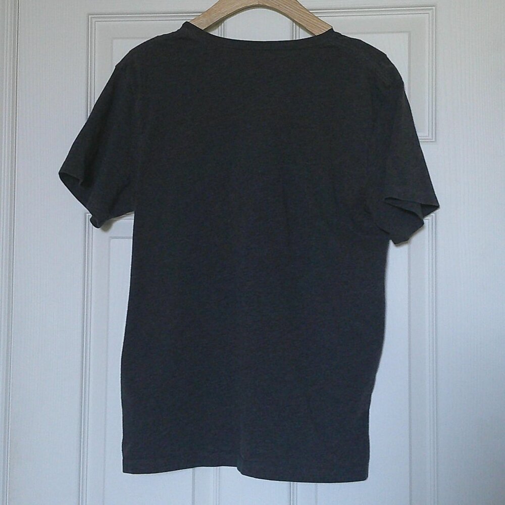 WDW Disney Parks Men's V-Neck Dark Grey Tee with Mickey Silhouette - Size Medium - Picture 5 of 5